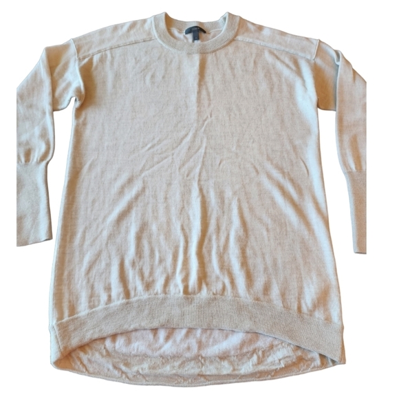 J. Crew wool blend light gray silver crewneck high low hem sweater M - Picture 2 of 14